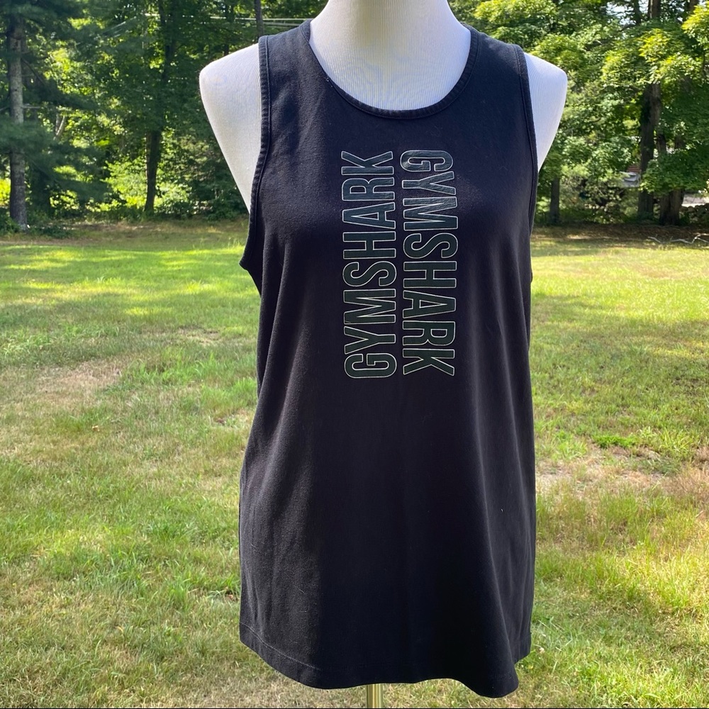 GYMSHARK TANK TOP BLACK SLEEVELESS ROUND NECK ACTIVE FITNESS ATHLETIC SIZE L